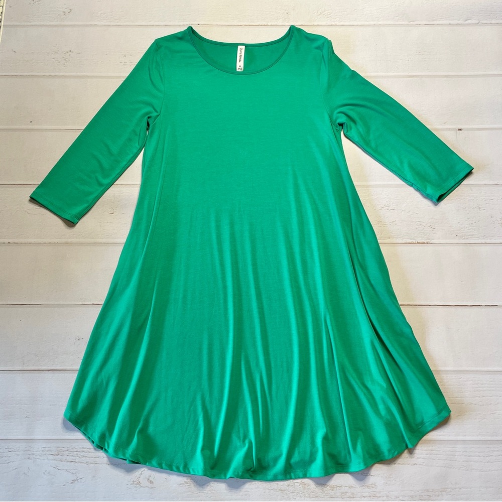 Zenana Premium - Women’s Green Long Sleeve Dress